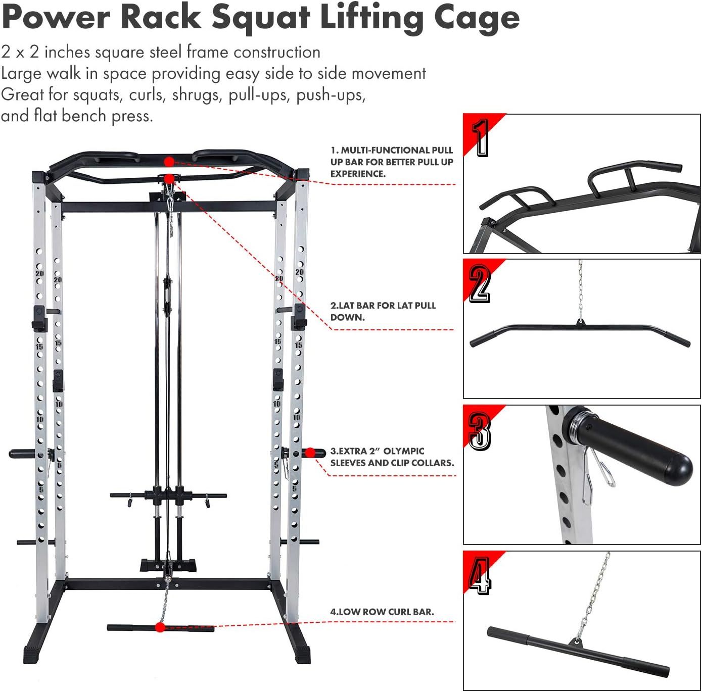 Vanswe Power Cage with LAT Pull Down Attachment, 1000-Pound Capacity Power Rack Full Home Gym wit... | Amazon (US)