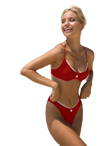 SOLY HUX Women's Bikini Sets High Waisted Bathing Suits Two Piece Swimsuits Sexy Lace Trim Underw... | Amazon (US)