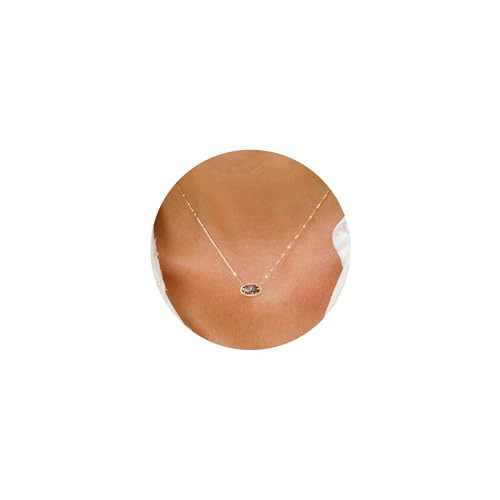 TLY Gold Necklace for Women 14k Gold Plated Non Tarnish Dainty Gemstone Crystal Oval Pendant Necklace Rose Quartz Druzy Stone Choker Necklace Birthday Wedding Everday Jewelry for Women | Amazon (US)