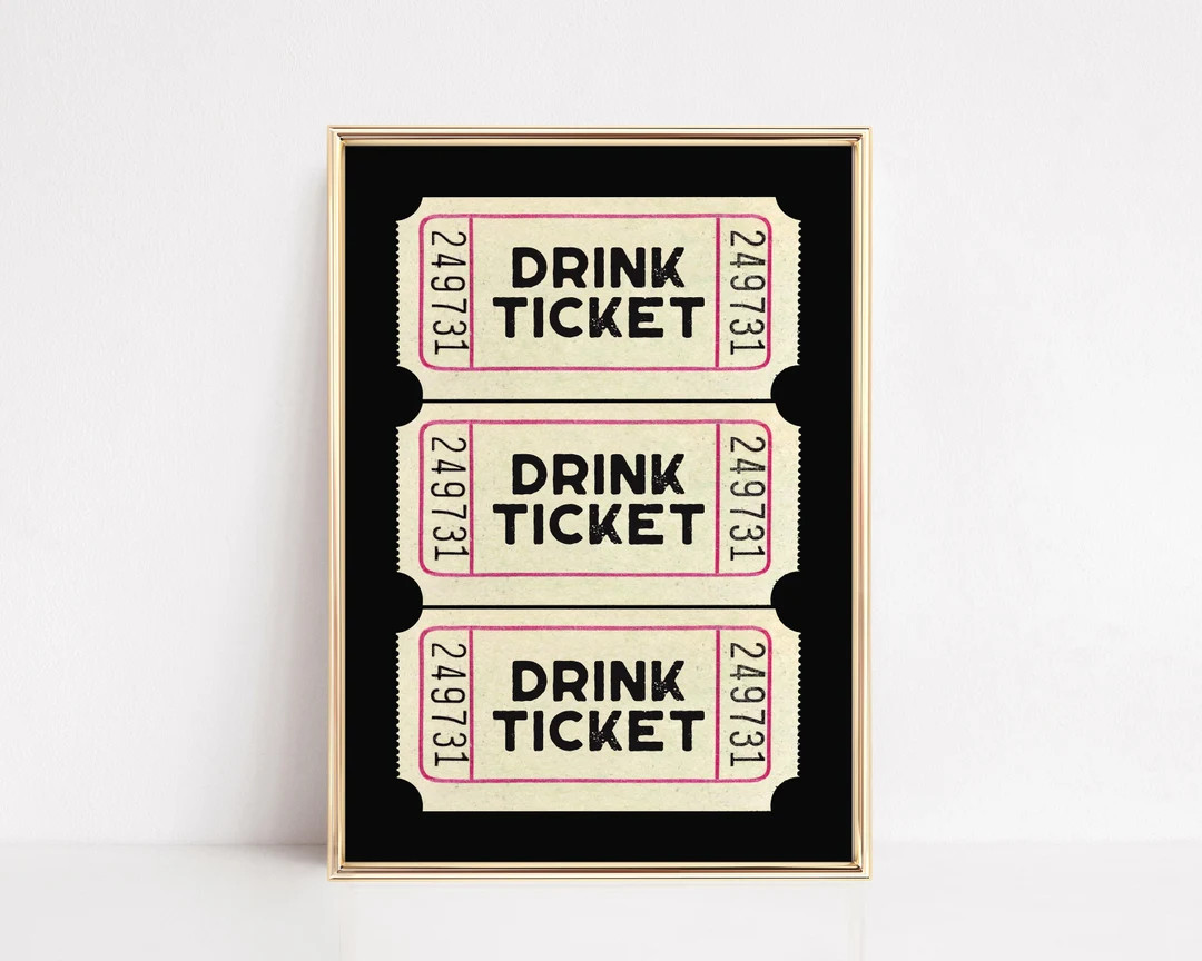trendy wall art | retro print | bar cart decor | bar cart print | drink ticket print | bar cart a... | Etsy (US)