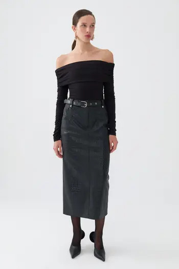Faux Leather Midi Skirt with Belt | Nordstrom