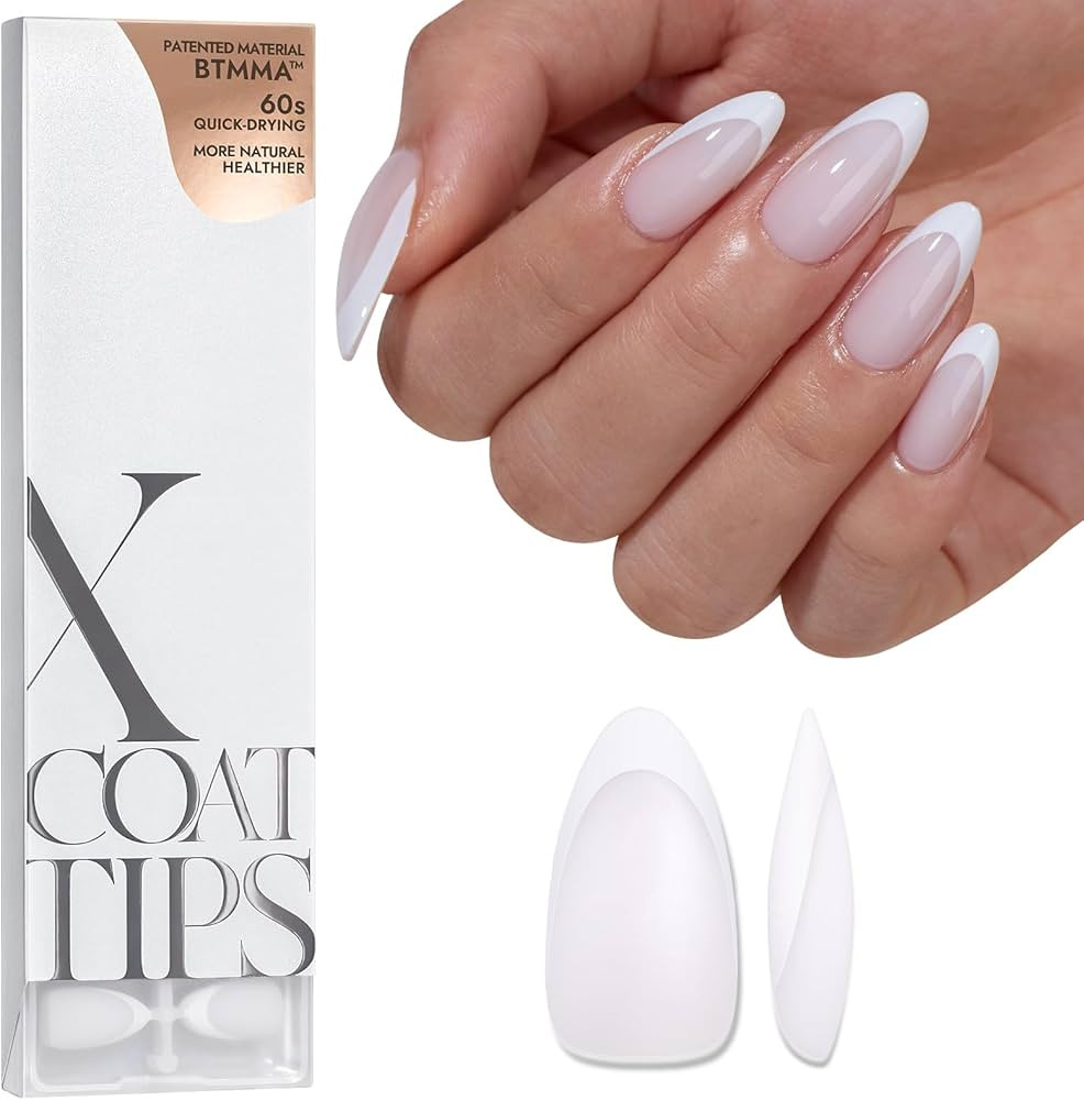 BTArtboxnails XCOATTIPS French Tip Gel Nail Tips Almond - Modern French Tip Press On Nails Medium... | Amazon (US)