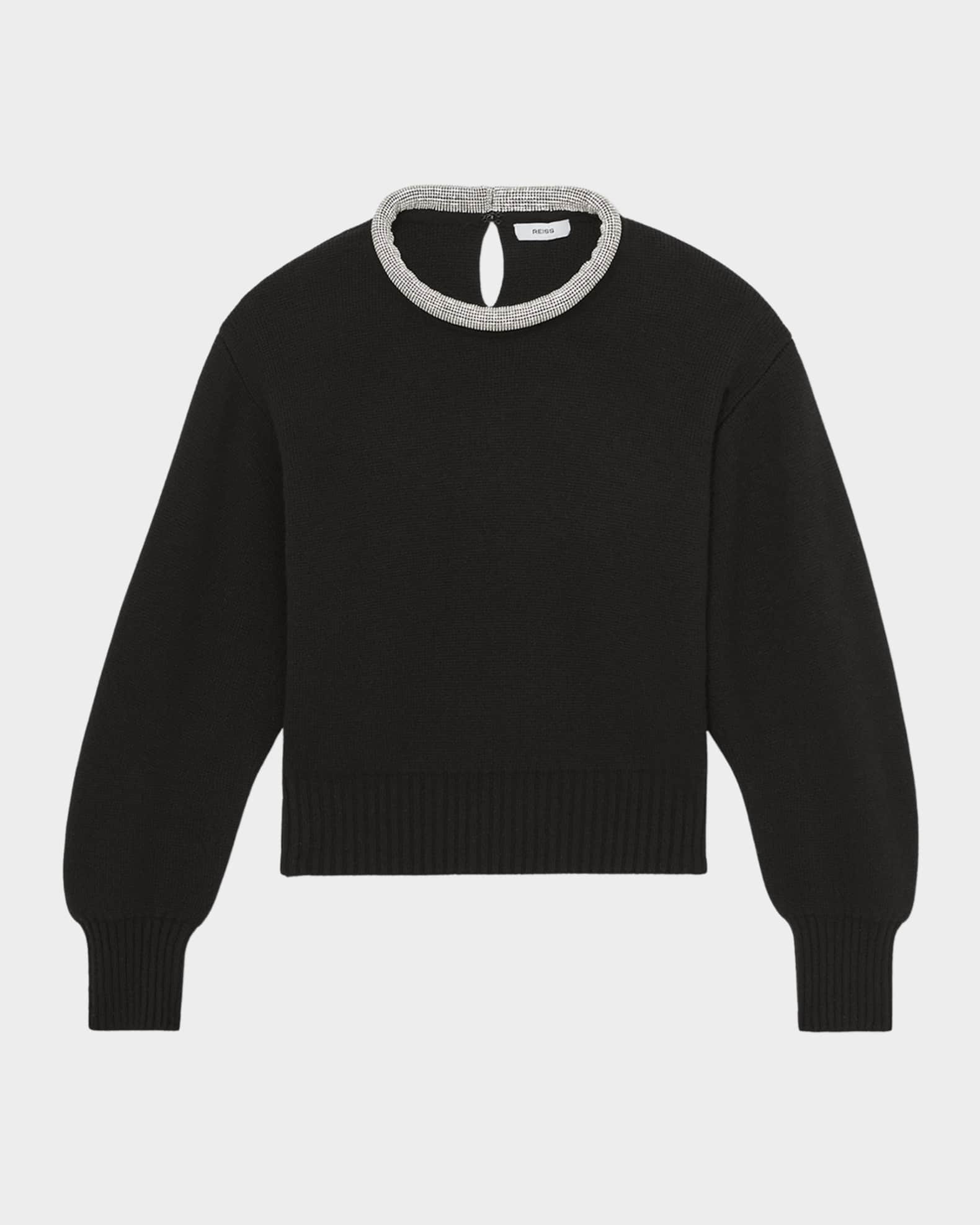 Wool-Blend Necklace-Trim Sweater | Neiman Marcus