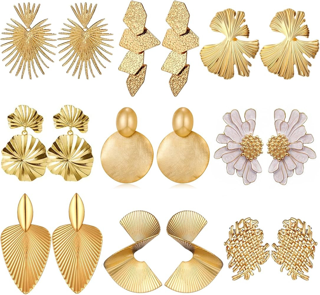 Big Gold Earrings Large Gold Disc Flower Bold Earrings, Amazon Prime Day, Amazon Finds ... | Amazon (US)