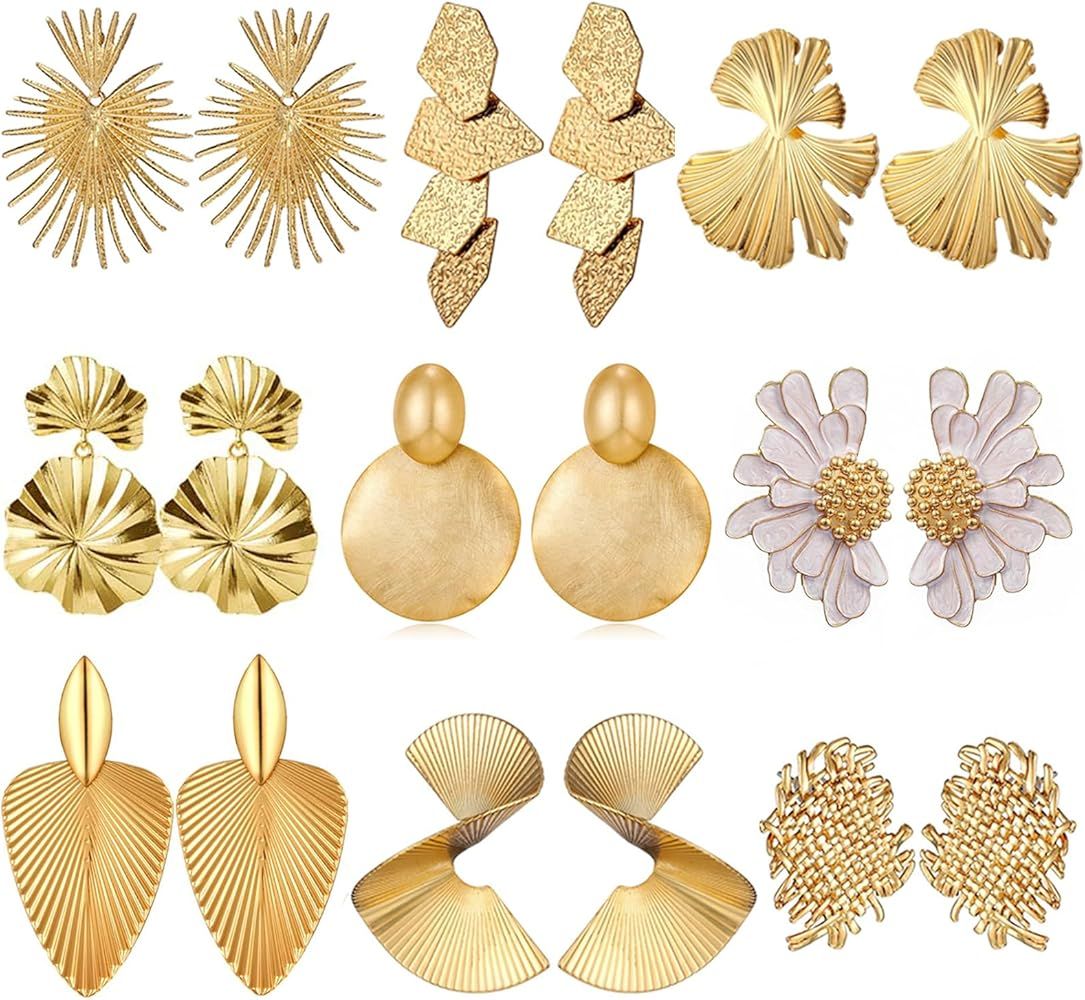 Big Gold Earrings Large Gold Disc Flower Bold Earrings, Amazon Prime Day, Amazon Finds ... | Amazon (US)