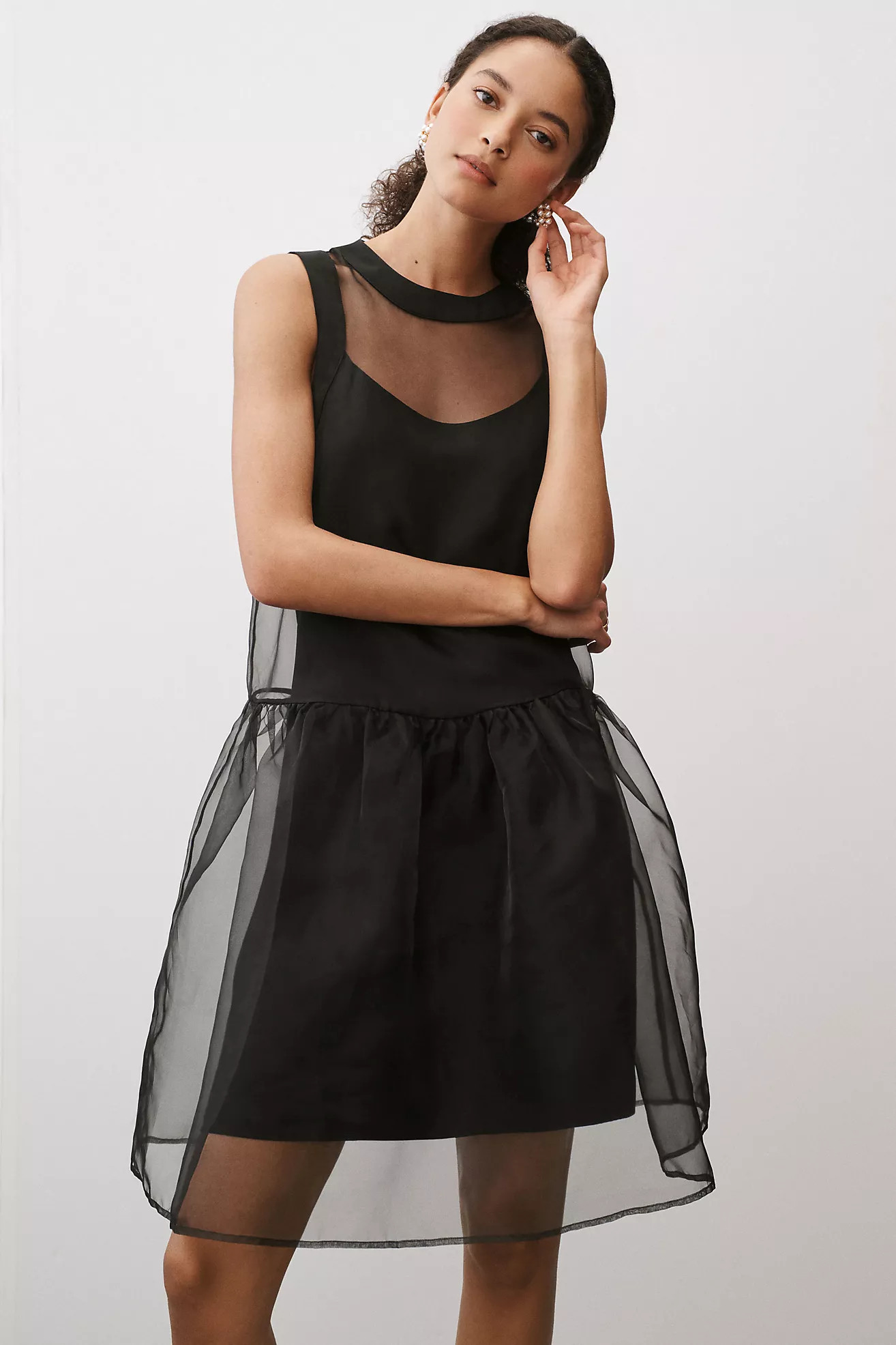 BHLDN Kendall Sleeveless High-Neck Organza Mini Dress | Anthropologie (US)