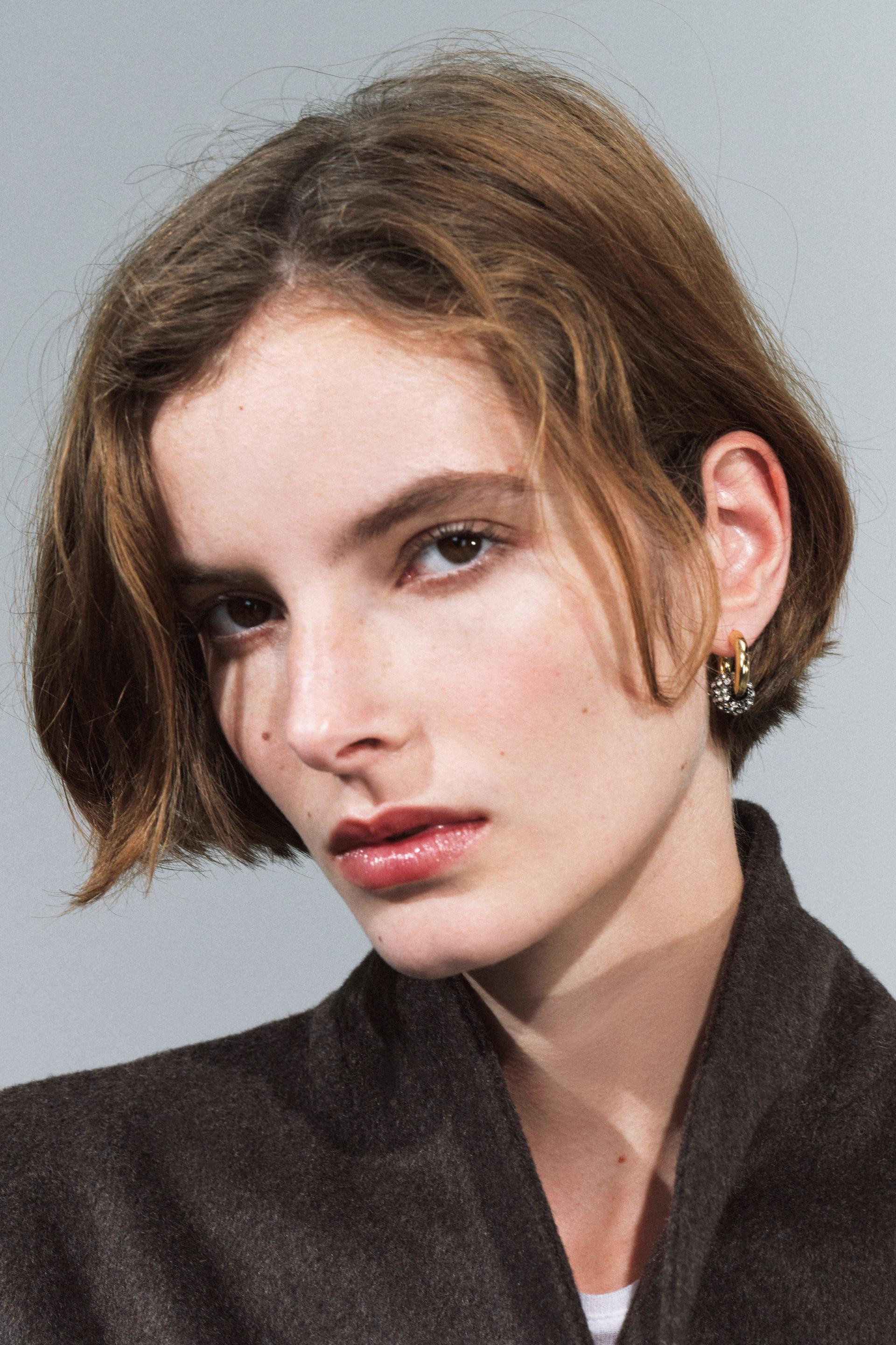 RHINESTONE HOOP EARRINGS - Golden - M | Zara US