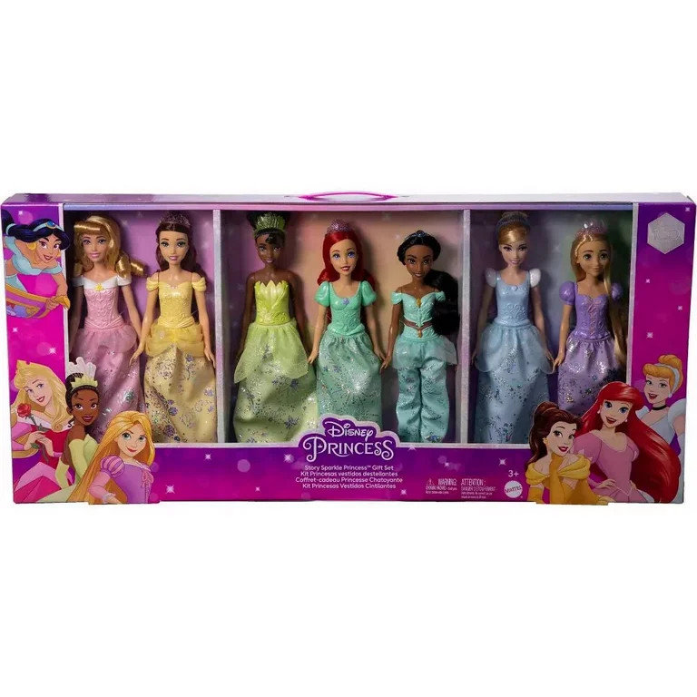 Disney Princess Story Sparkle Princess Doll 7-Pk Gift Set | Walmart (US)
