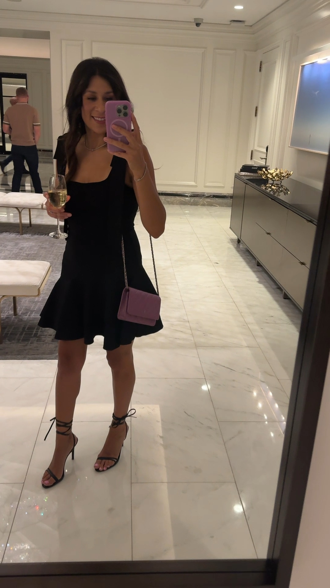 What I wore to dinner in for date night in Chicago. Loved this dress paired with a lace up heel. Added the Chanel WOC in purple for a pop or color  

#LTKShoeCrush #LTKItBag #LTKStyleTip