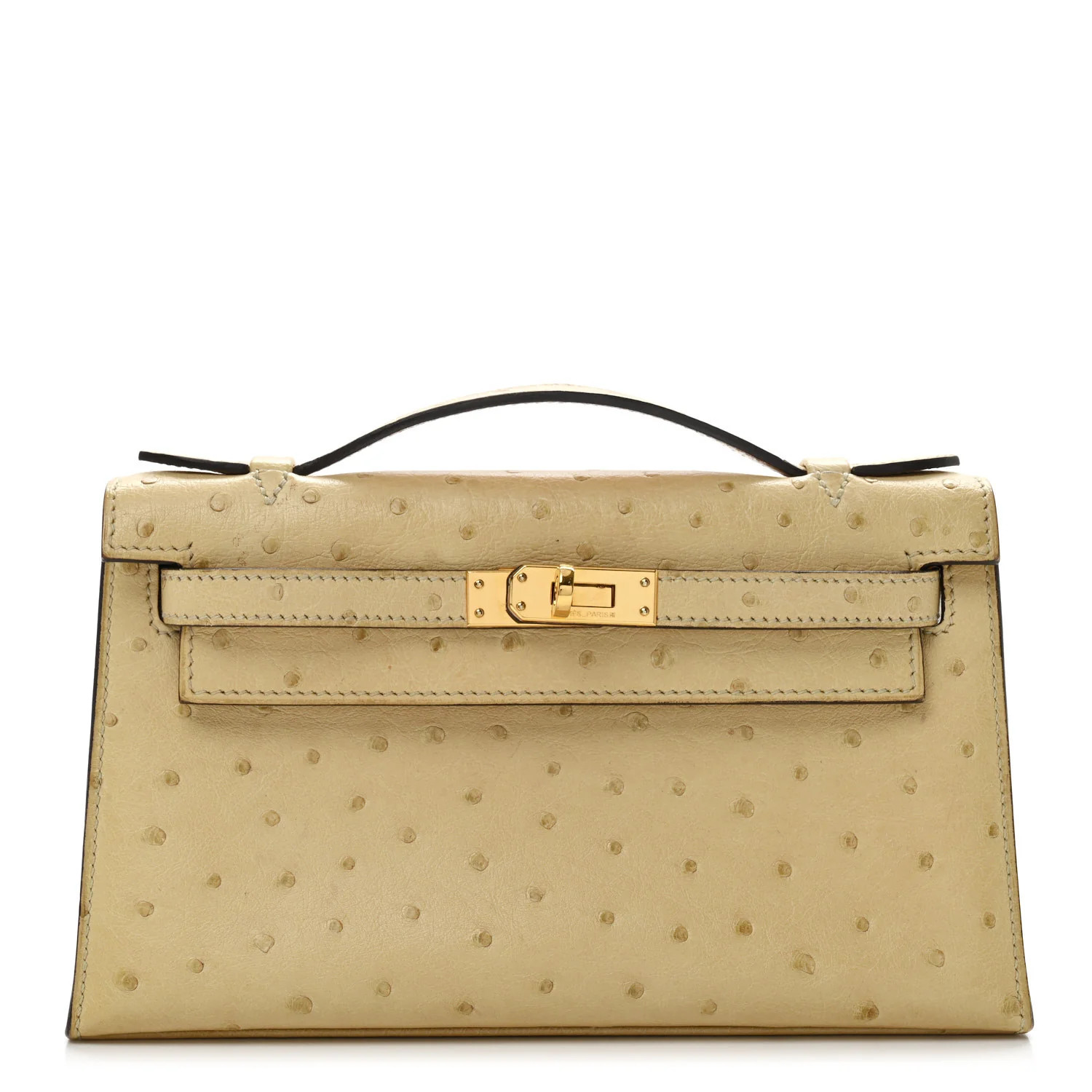 Ostrich Kelly Pochette Clutch Parchemin | FASHIONPHILE (US)