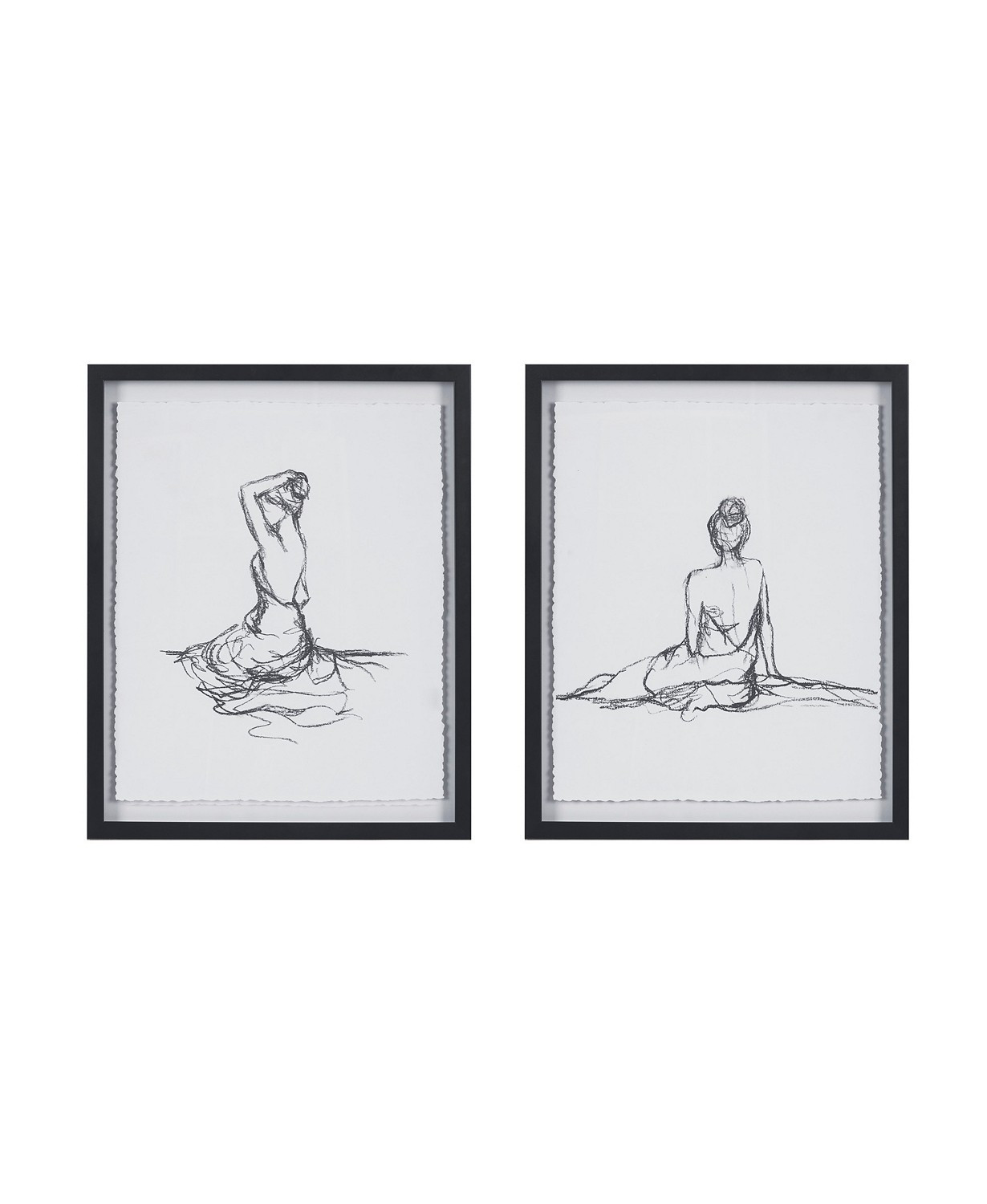 Madison Park Feminine Figures 2 Piece Deckle Edge Sketch Framed Wall Art Set, 17 | Macys (US)