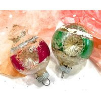 Vintage 2Pcs - Shiny Brite Glass Ornaments Old Distressed Christmas Holliday Sku 30-408-00032132 | Etsy (US)