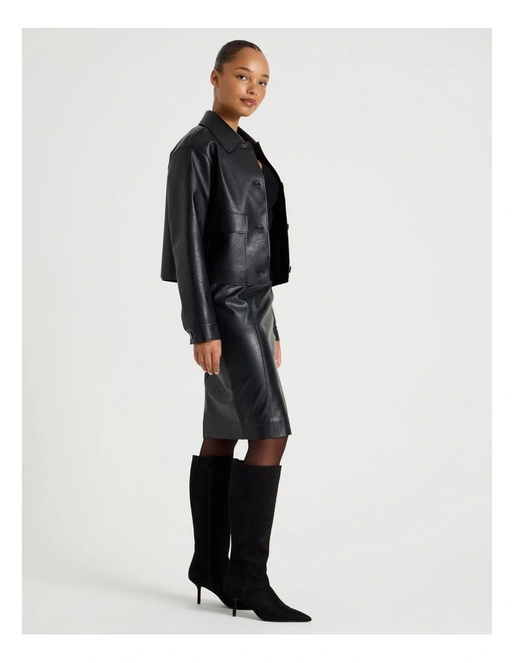 BlaqFaux Leather Midi Skirt in Black | Myer