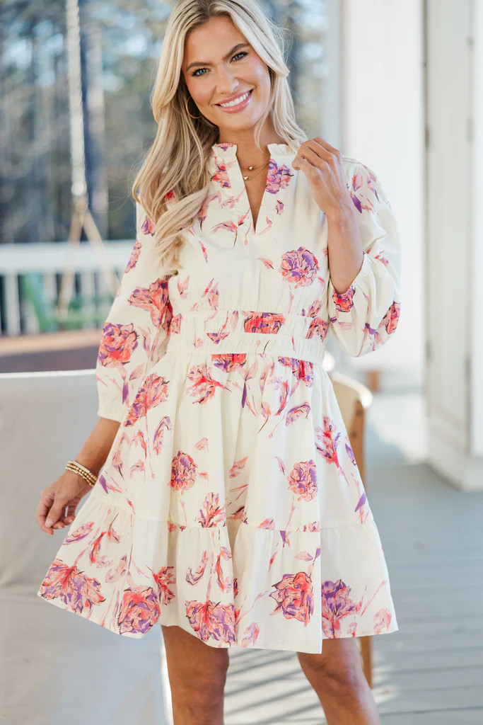 It's All Alright Cream Floral Dress | The Mint Julep Boutique
