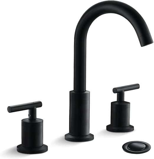 Matte Black Bathroom Sink Faucet, 3 Hole Widespread Vanity/Utility Faucet, with Rotatable 360 Deg... | Amazon (US)