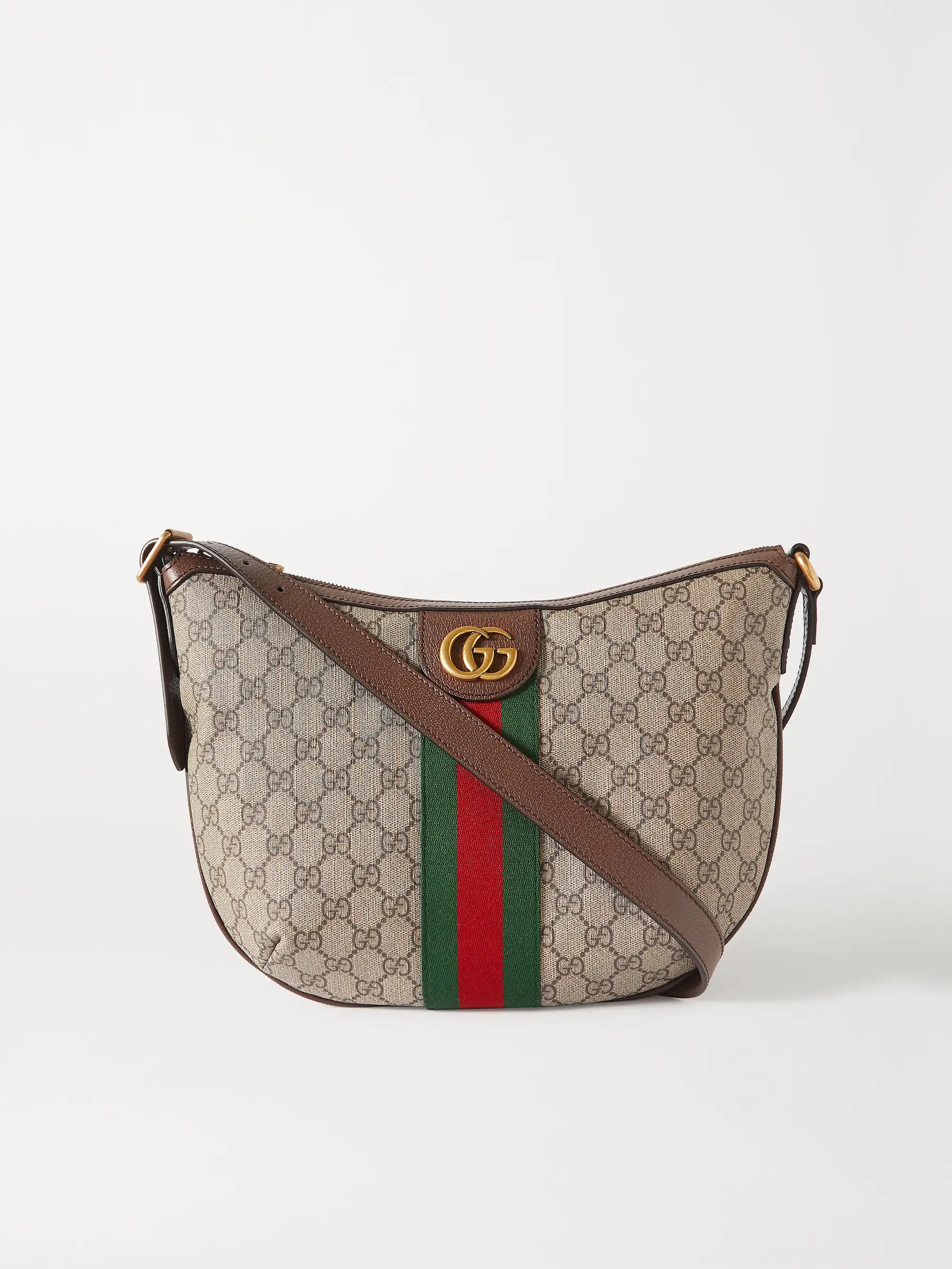 Beige Ophidia textured leather-trimmed printed coated-canvas shoulder bag | GUCCI | NET-A-PORTER | NET-A-PORTER (US)