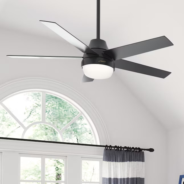 Hunter Aerodyne 52-in Matte Black LED Indoor Smart Ceiling Fan with Light Remote (5-Blade) | Lowe's