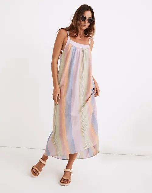 Tie-Back Cover-Up Maxi Dress in Rainbow Stripe | Madewell