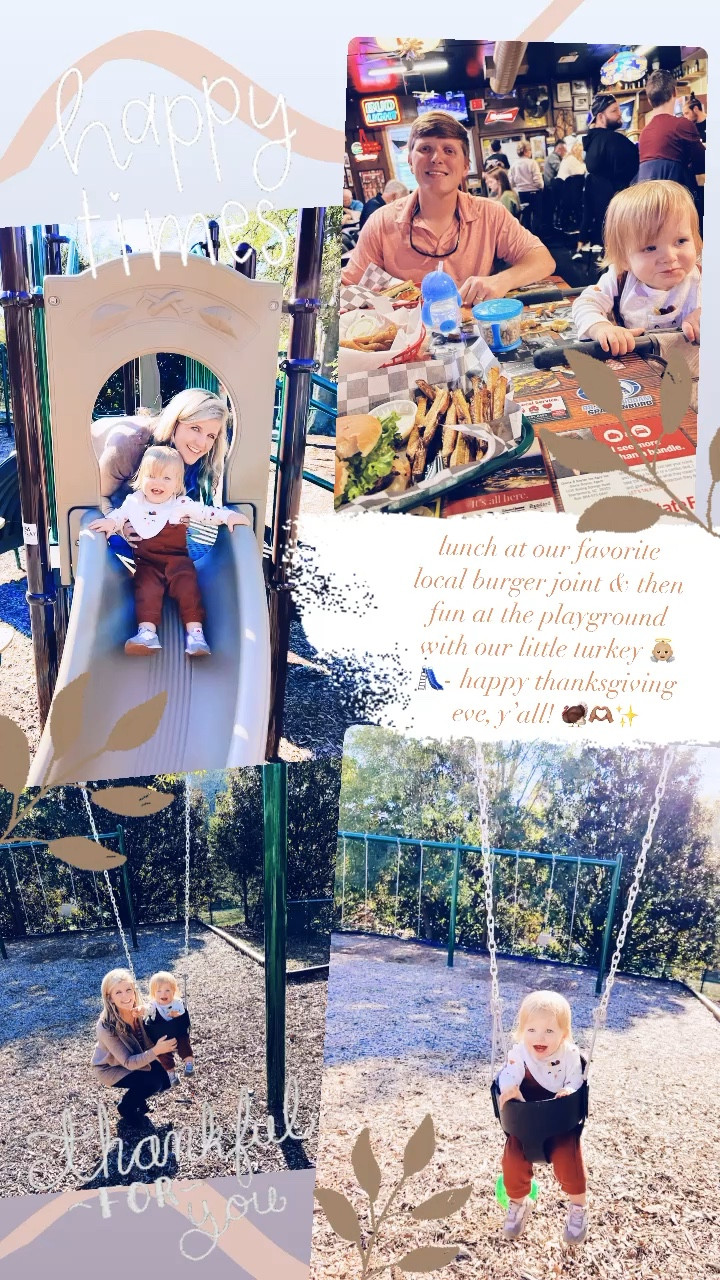 lunch at our favorite local burger joint & then fun at the playground with our little turkey 👼🏼🛝- happy thanksgiving eve, y’all! 🦃🫶🏽✨

#LTKfamily #LTKSeasonal #LTKbaby