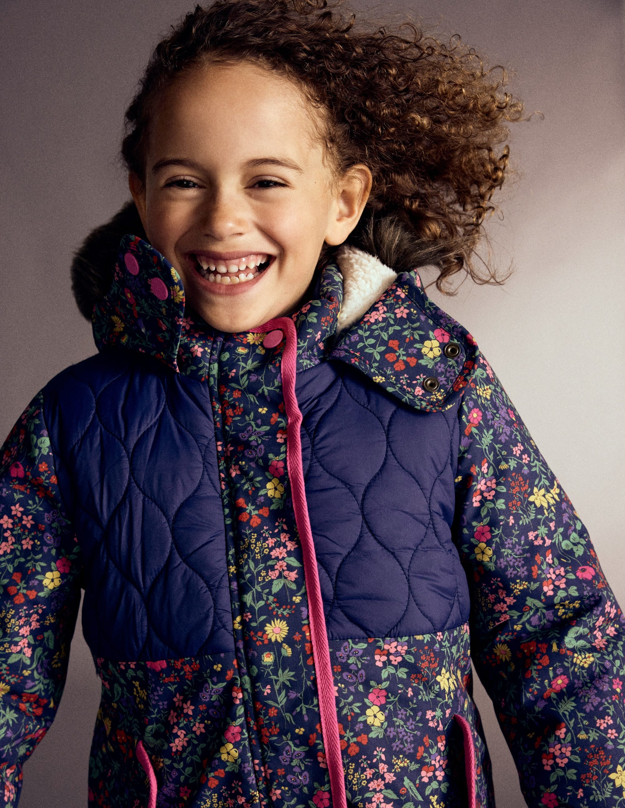 Joni Quilted Parka Coat-Blue Flower Meadow | Boden (US)