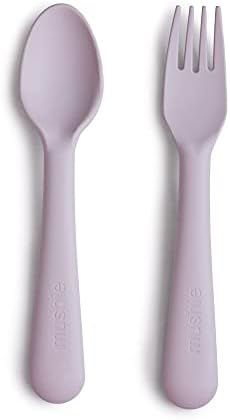 mushie Flatware Fork and Spoon Set For Kids | Made in Denmark (Soft Lilac) | Amazon (US)