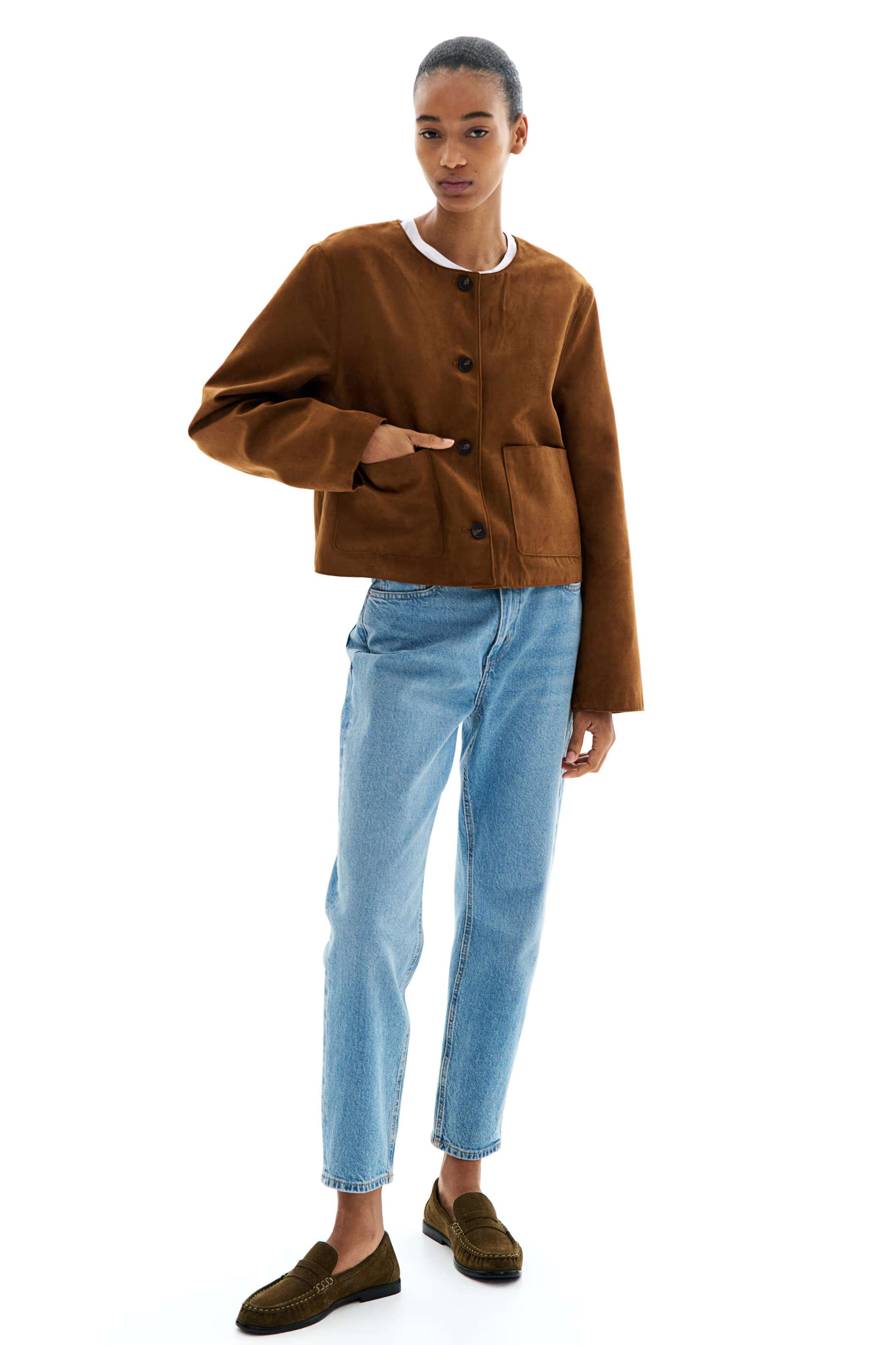 Napped jacket - Brown - Ladies | H&M GB | H&M (UK, MY, IN, SG, PH, TW, HK)