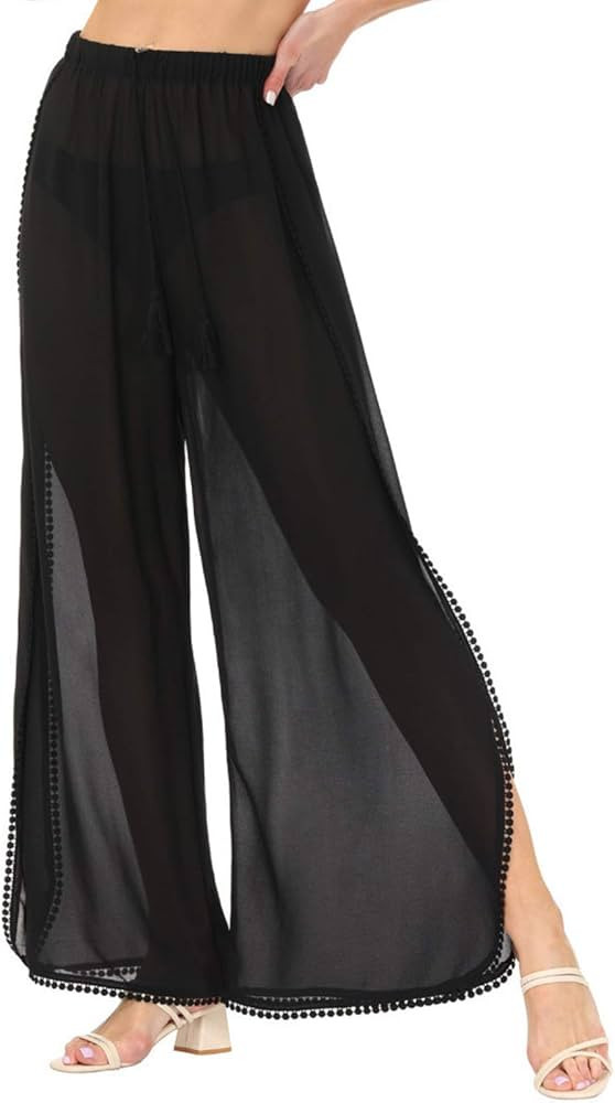 GRACE KARIN High Split Swimwear Cover-ups for Women See Through Chiffon Pants | Amazon (US)