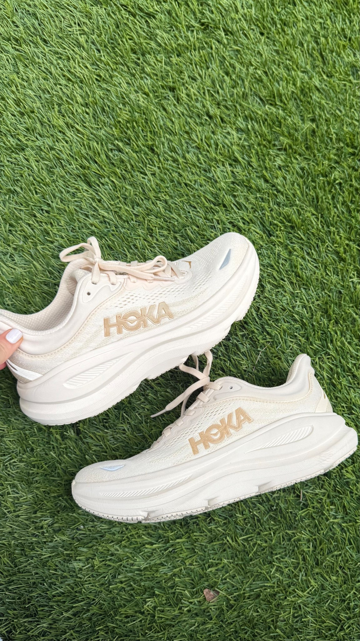 new hokas!! lovee this color (vanilla birch) 🤍 they have a nice platform and A LOT of cushion! 

#LTKU #LTKActive #LTKSeasonal