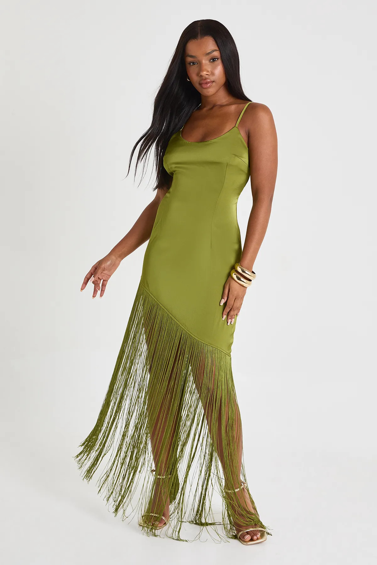 SATIN FRINGE  MIDAXI SLIP DRESS | Nasty Gal US