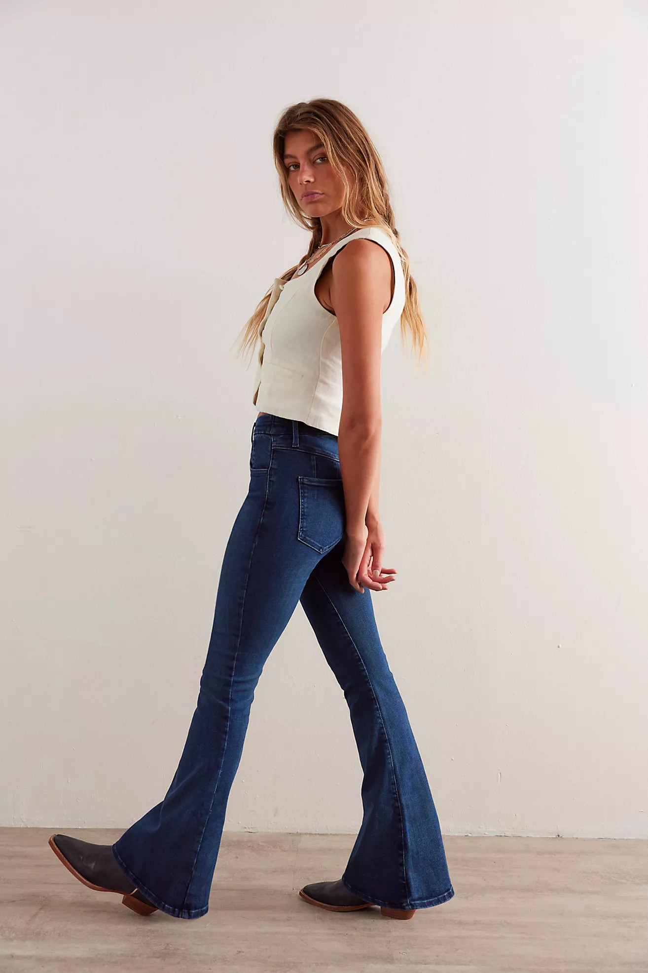 CRVY Infinite Stretch Pull-On Flare Jeans | Free People (Global - UK&FR Excluded)