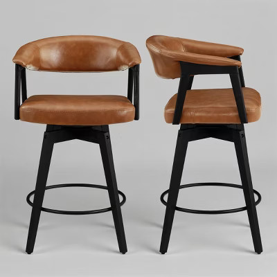 Art Leon Set of 2 Swivel Upholstered Counter Height Barstool | Target