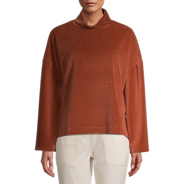 Time and Tru Women's Corduroy Mockneck Top | Walmart (US)