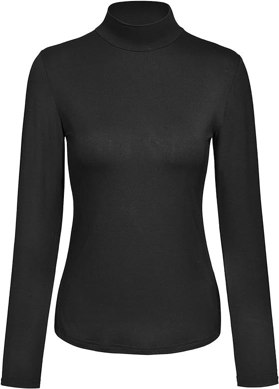 KLOTHO Women’s Slim Fitted Mock Turtleneck Tops Long Sleeve Lightweight Base Layer Shirts | Amazon (US)
