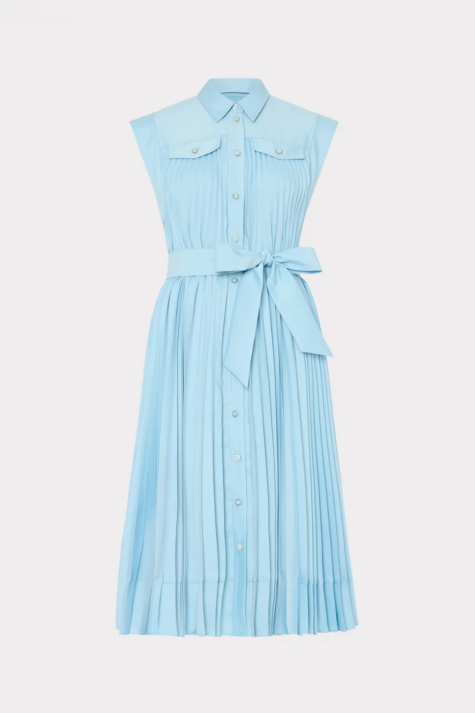 Johanna Pleated Twill Midi Dress | MILLY