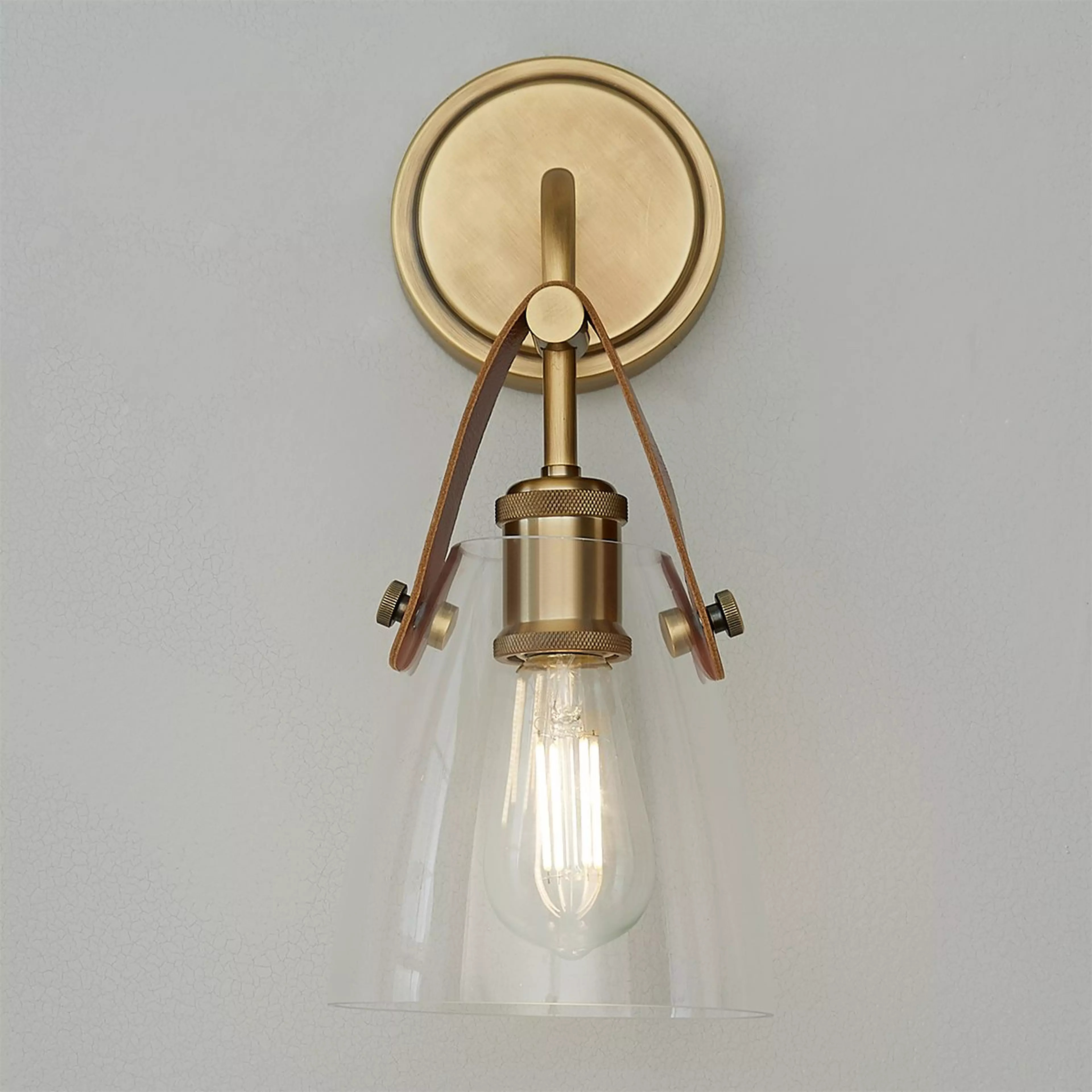 Glass and Leather Sconce | Shades of Light