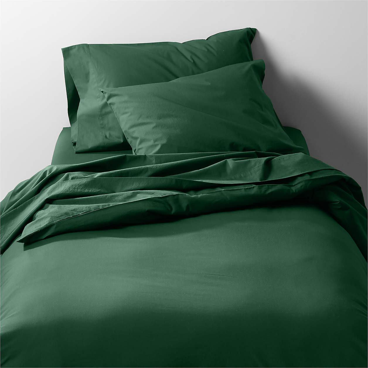 Cozy Cloud Washed Organic Cotton Vintage Green Twin XL Duvet Cover + Reviews | Crate & Barrel | Crate & Barrel