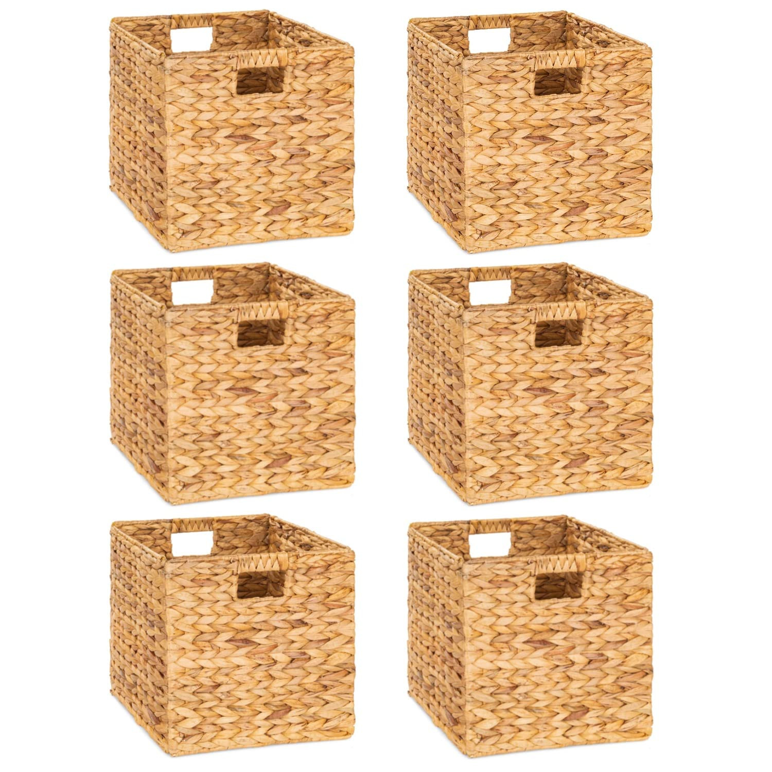 12 x 12in Water Hyacinth Storage Baskets, Wicker Storage Baskets for Shelves, Woven Baskets for S... | Amazon (US)