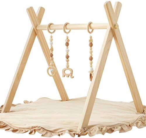 Wooden Baby Gym and Playmats, Razee Infant Frame Activity Gym Hanging Bar for Baby to Toddler | Amazon (US)