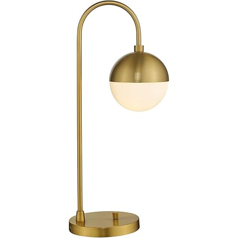 SAFAVIEH Lighting Collection Cappi Brass Gold Table Lamp with USB Charging Port (LED Bulb Include... | Amazon (US)
