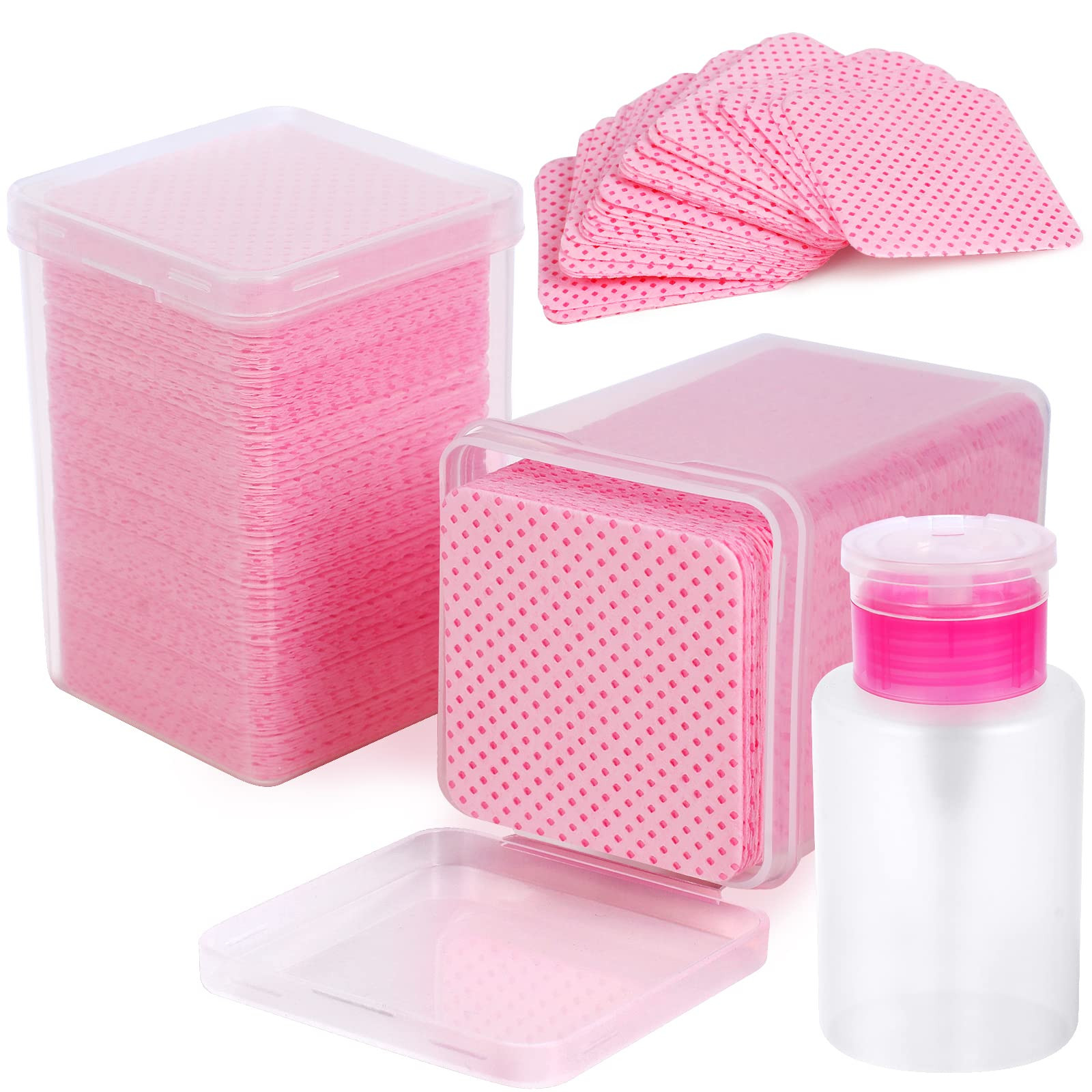 400 pieces nail cotton pads,1 pull-down pump dispenser bottle, super absorbent soft non-woven eye... | Amazon (US)