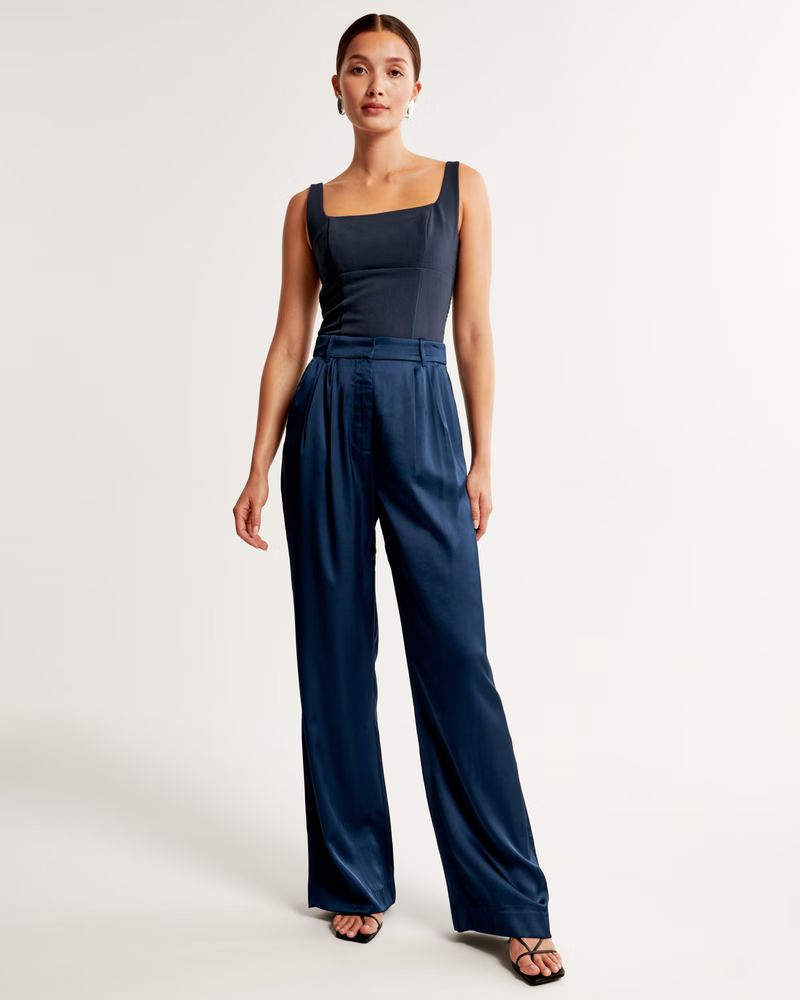 Women's A&F Sloane Tailored Satin Pant | Women's Bottoms | Abercrombie.com | Abercrombie & Fitch (US)