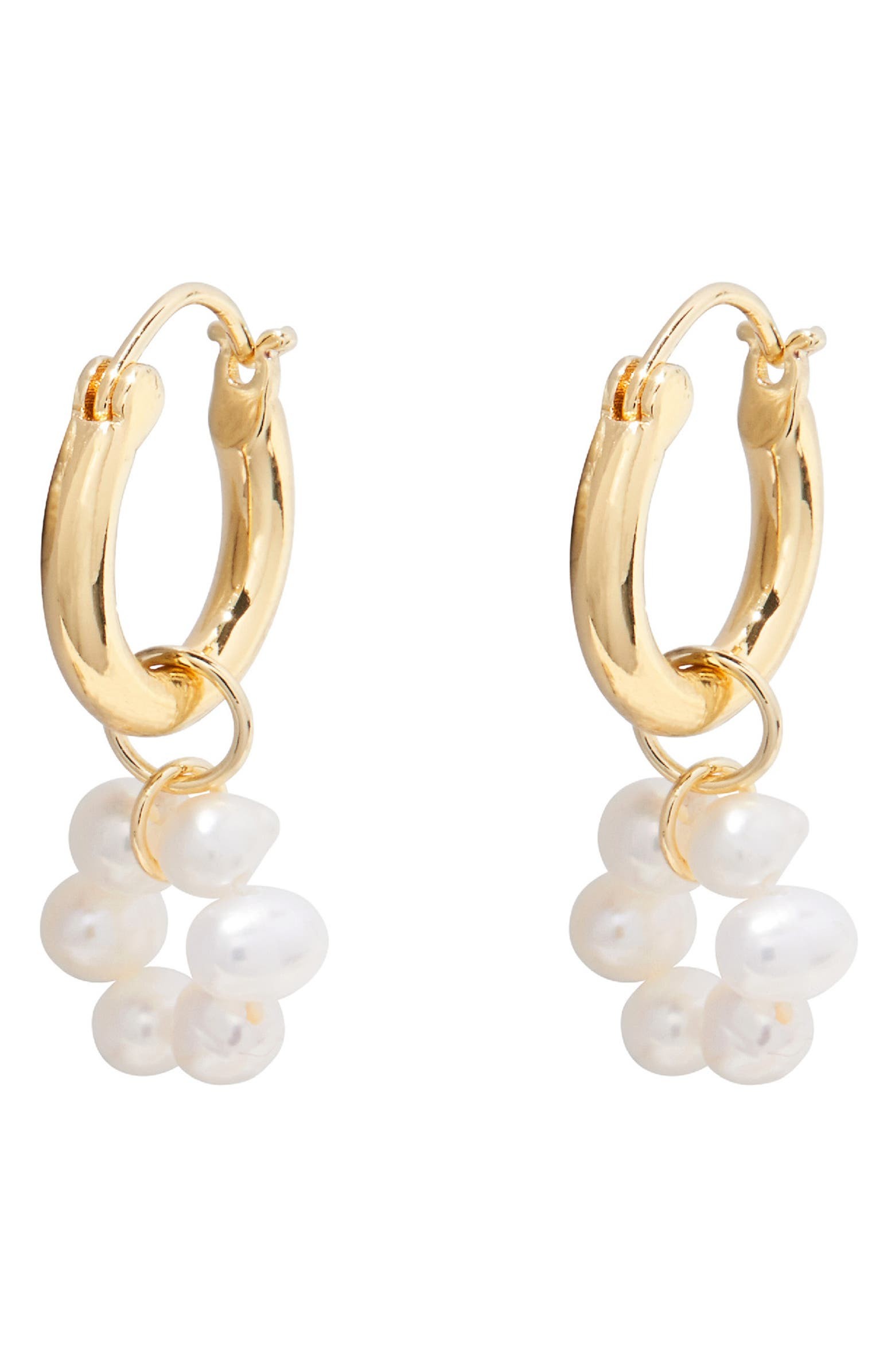 Fleur Freshwater Pearl Flower Drop Huggie Hoop Earrings | Nordstrom