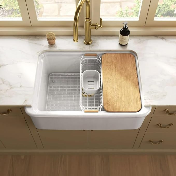 Kohler K-36251-PC Audrine by Studio McGee 32-1/2" Farmhouse Workstation Single Basin Fireclay Kit... | Amazon (US)