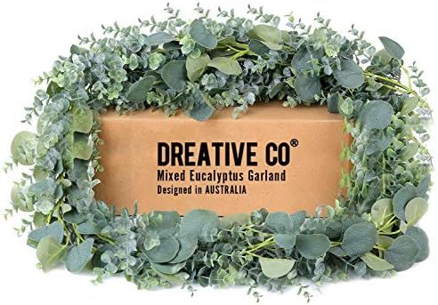DREATIVE CO 6.5 ft Mixed Eucalyptus Garland Greenery – Boxwood Lambs Ear, Wedding, Mantle, Plan... | Amazon (US)