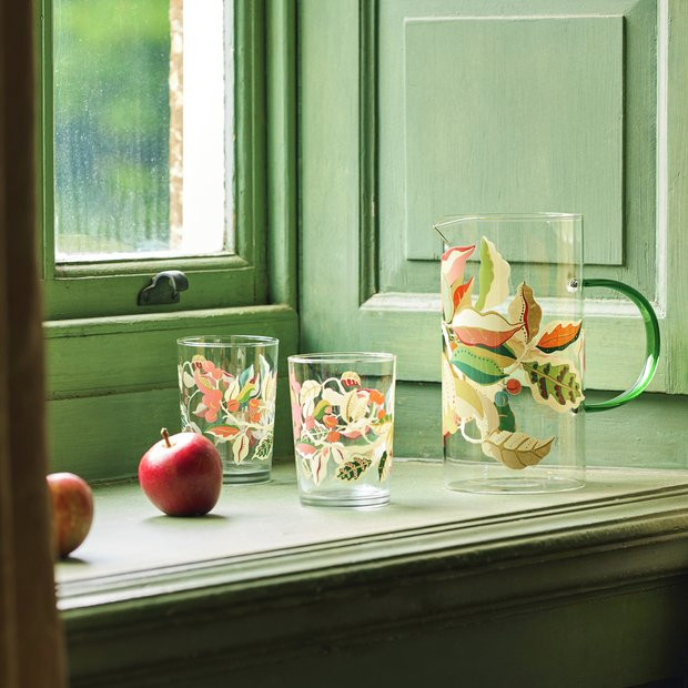 Buy Habitat x Sanderson & National Trust Berries Glass Jug | Glassware | Habitat | Habitat UK