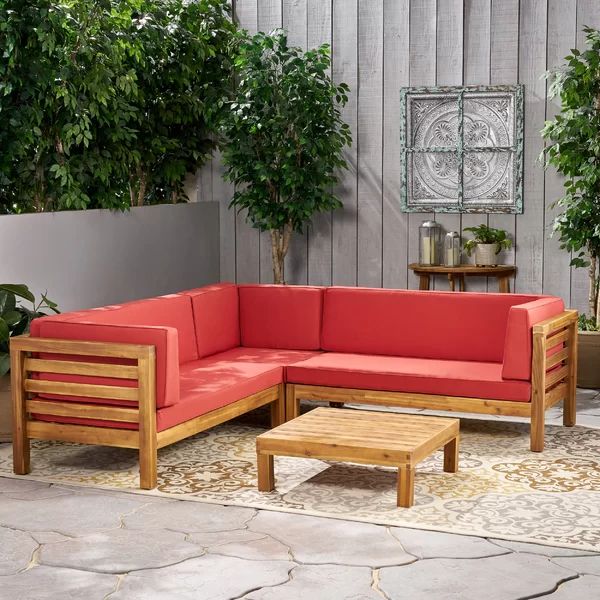 Seaham 4 Piece Sectional Seating Group with Cushions | Wayfair Professional