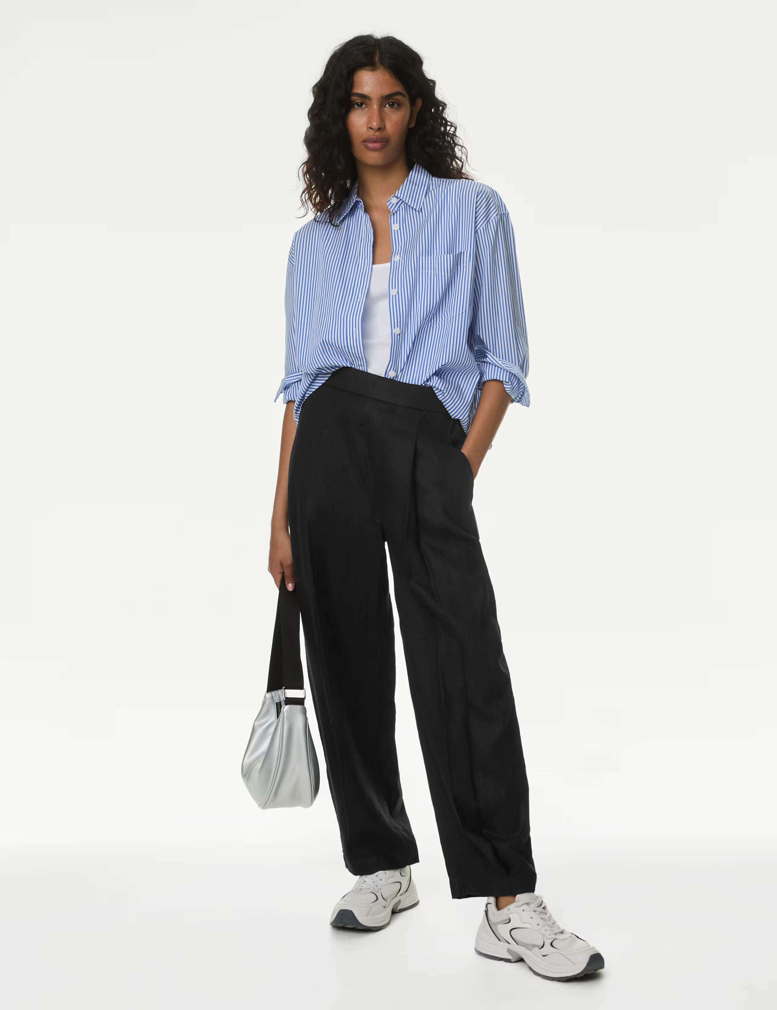 Pure Linen Carrot Leg Trousers | Marks & Spencer (UK)