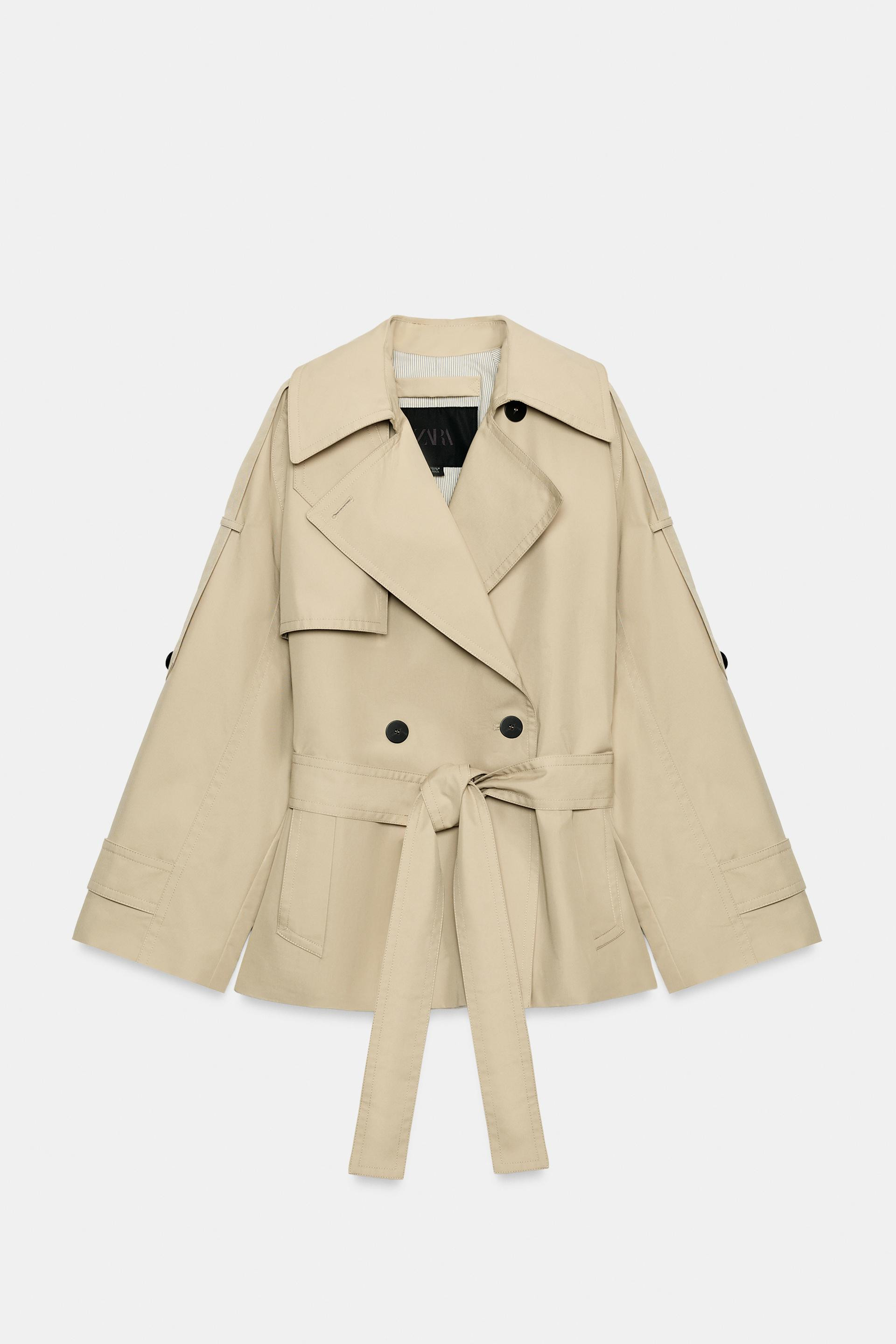 Zara - Short Water Repellent Trench Coat Zw Collection - Women - Black - Women | Zara US