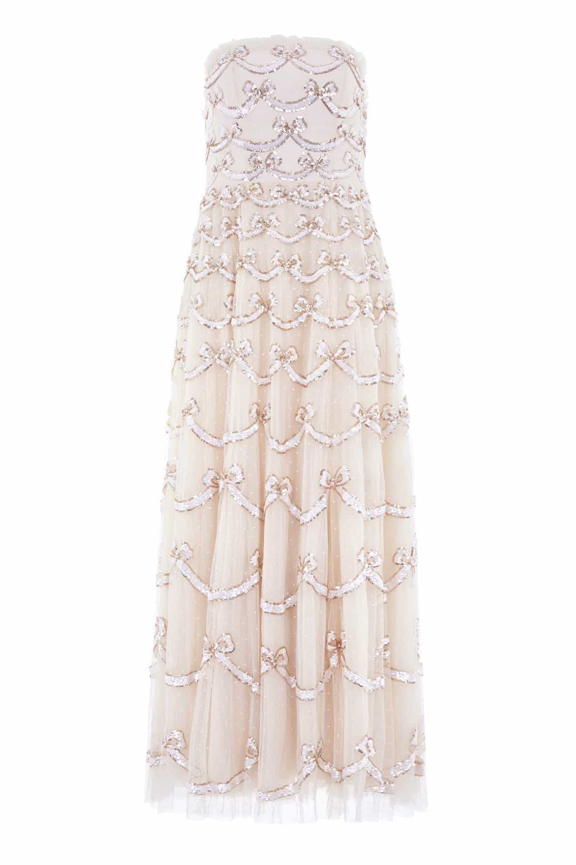 Bow Sequin Strapless Gown | Needle & Thread