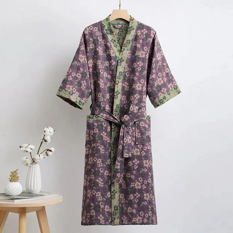 Kukuzhu 100% Cotton Chinese Style Printwomen's Bathrobe Long Seleve Laides Autumn Winter Dressing... | Walmart (US)